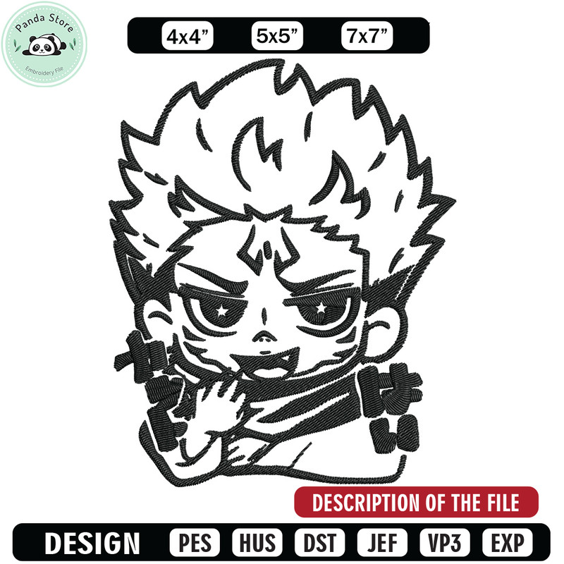 Sukuna chibi Embroidery Design, Jujutsu Embroidery, Embroidery File, Anime Embroidery, Anime shirt, Digital download 1.jpg