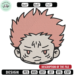 sukuna chibi embroidery design, jujutsu embroidery, embroidery file, anime embroidery, anime shirt, digital download