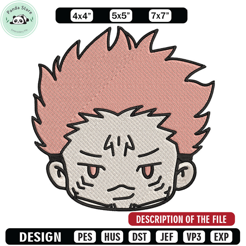 Sukuna chibi Embroidery Design, Jujutsu Embroidery, Embroidery File, Anime Embroidery, Anime shirt, Digital download.jpg