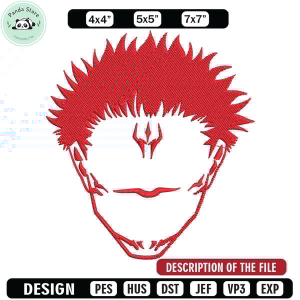 Sukuna face Embroidery Design, Jujutsu Embroidery, Embroidery File, Anime Embroidery, Anime shirt, Digital download 1.jpg