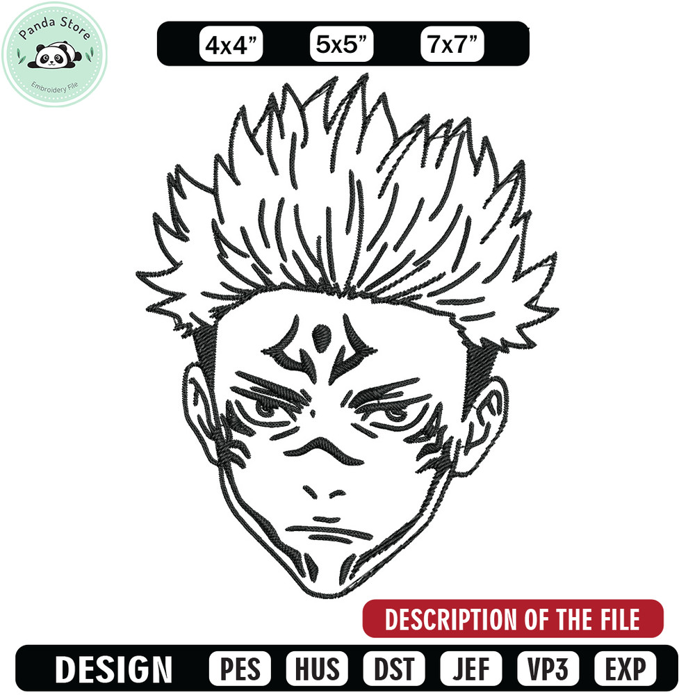 Sukuna face Embroidery Design, Jujutsu Embroidery, Embroidery File,Anime Embroidery, Anime shirt, Digital download.jpg