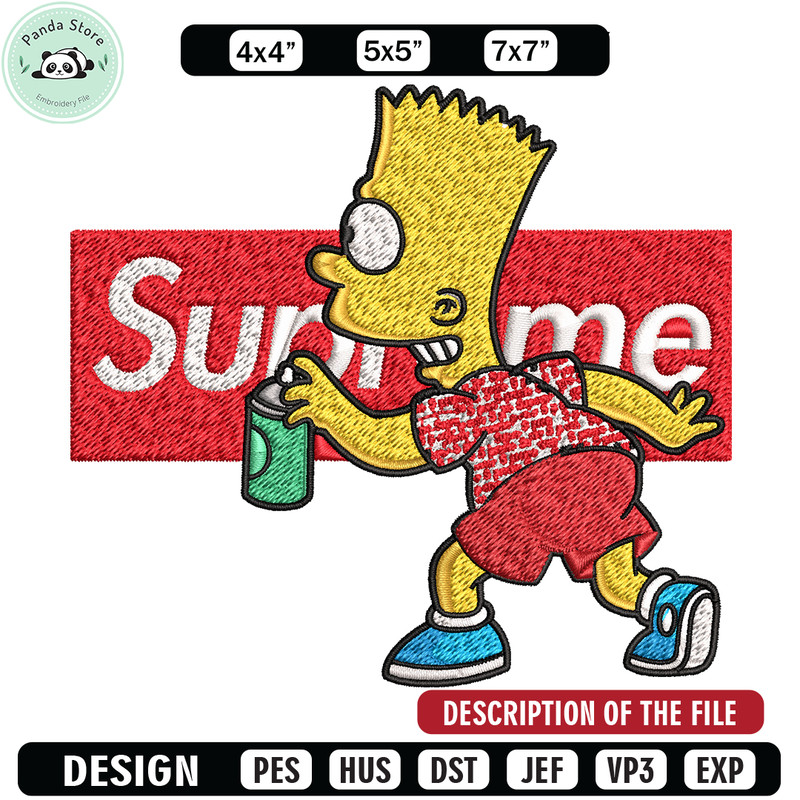 Supreme Simpson Embroidery design, Simpson cartoon Embroidery, cartoon design, Embroidery File, Digital download.jpg