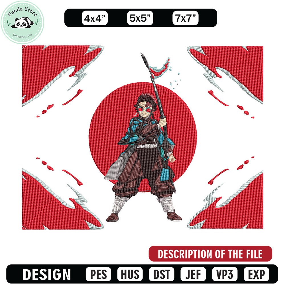 Tanjiro Embroidery Design, Demon slayer Embroidery, Embroidery File, Anime Embroidery, Anime shirt, Digital download 1.jpg