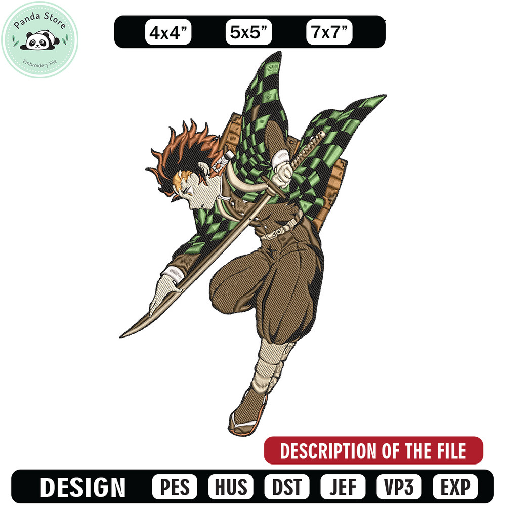Tanjiro Embroidery Design, Demon slayer Embroidery, Embroidery File, Anime Embroidery, Anime shirt, Digital download.jpg