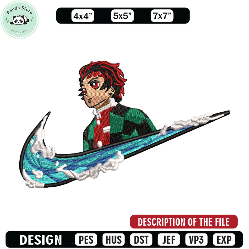 Tanjiro kamado Nike embroidery design, Kimetsu no Yaiba embroidery, Nike design, anime design, Digital download.jpg