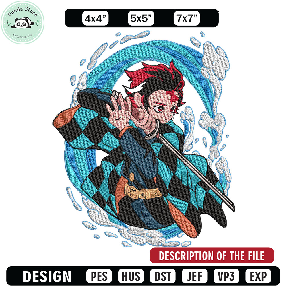Tanjiro poster Embroidery Design,Demon slayer Embroidery, Embroidery File,Anime Embroidery,Anime shirt,Digital download.jpg