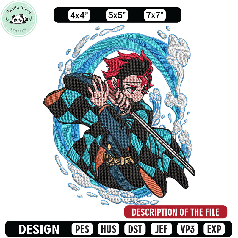 Tanjiro poster Embroidery Design,Demon slayer Embroidery,Embroidery File,Anime Embroidery,Anime shirt, Digital download.jpg