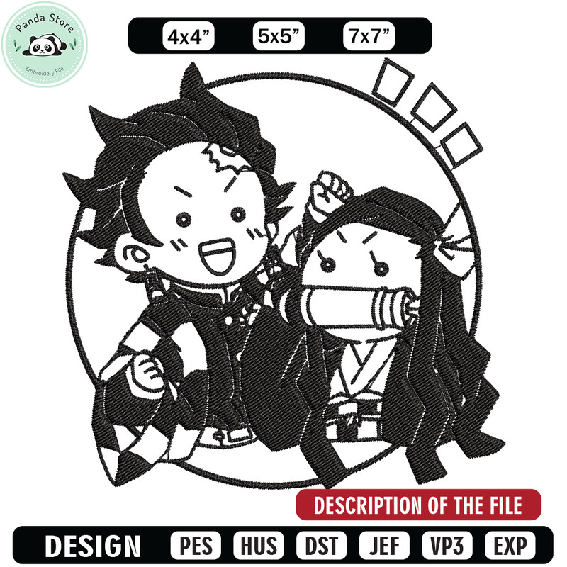 Tanjiro x nezuko Embroidery Design, Demon slayer Embroidery, Embroidery File, Anime Embroidery, Digital download.jpg
