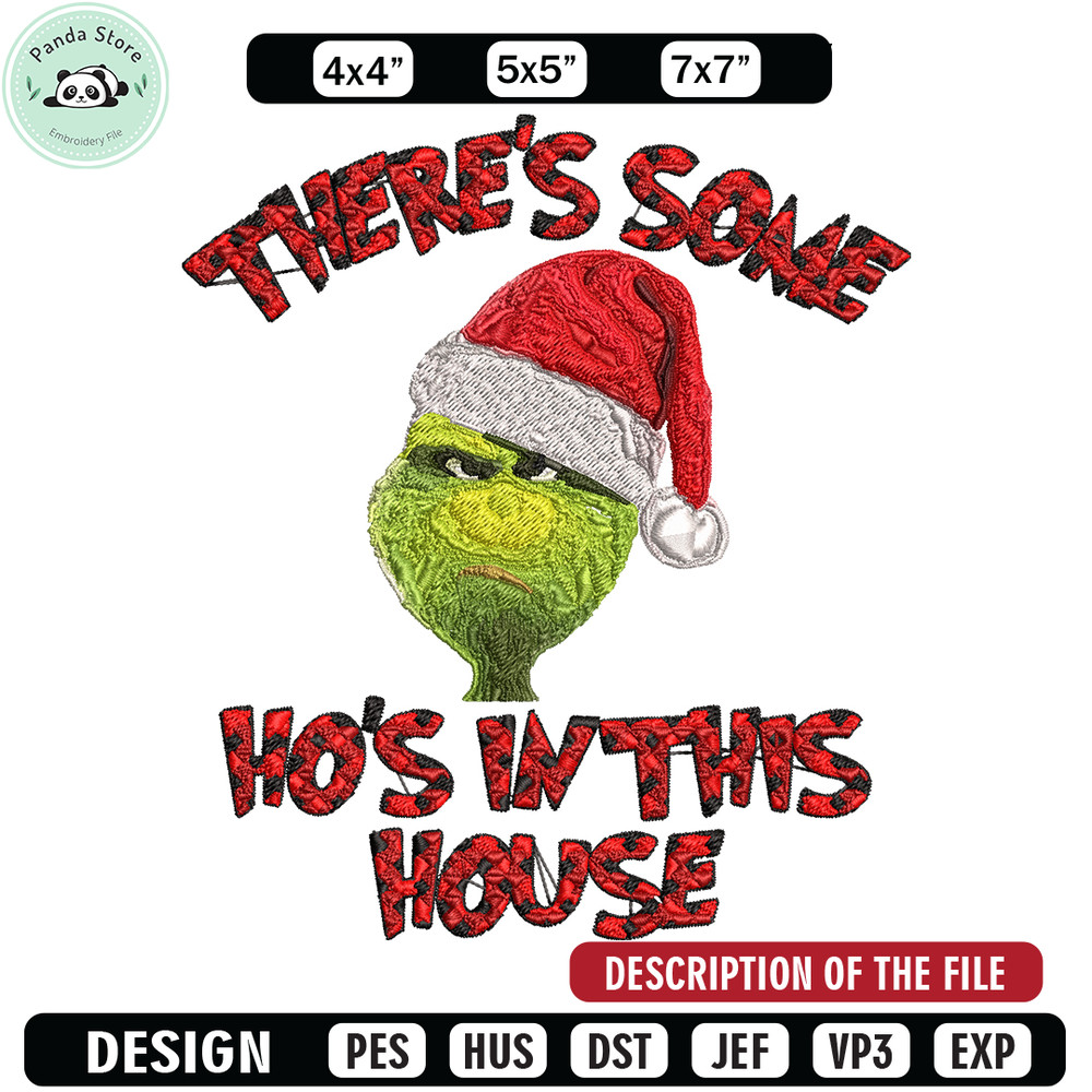 There's Some Grinch In This House Christmas Embroidery design, Grinch Embroidery, Grinch design, Instant download.jpg