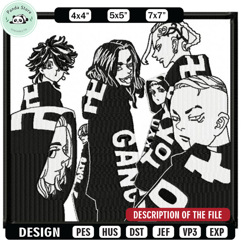 Tokyo revenger black embroidery design, Anime Embroidery, Anime shirt, Anime design, Embroidered shirt, digital download.jpg
