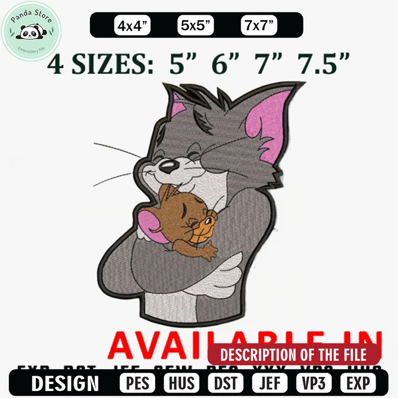 Tom and jerry embroidery design, Embroidered shirt, Brand Embroidery, Brand design, Brand shirt, digital download.jpg