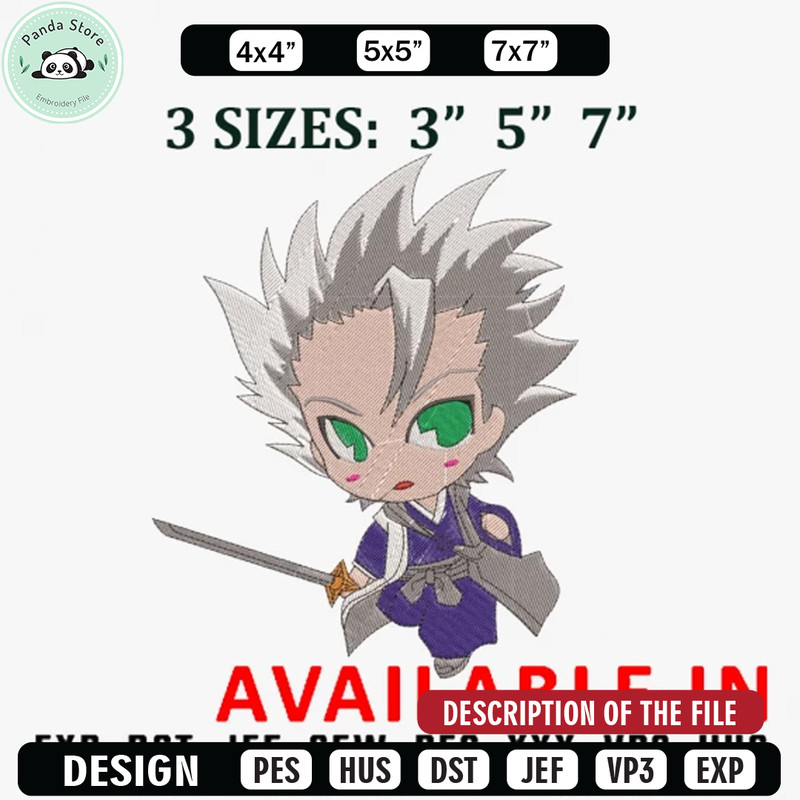 Toshiro hitsugaya embroidery design, Anime Embroidery, Anime shirt, Anime design, Embroidered shirt, digital download.jpg