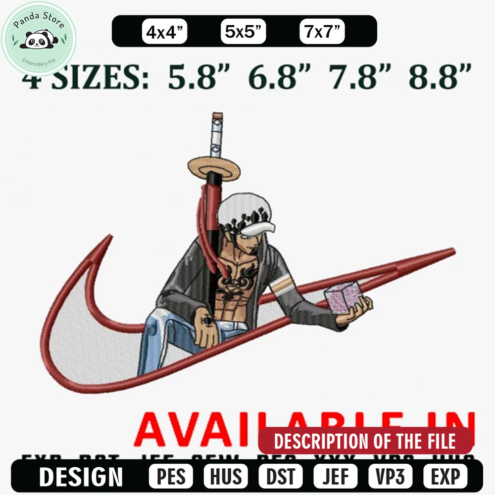 Trafalgar d water law embroidery design,Anime Embroidery, Anime shirt, Anime design, Embroidered shirt, digital download.jpg