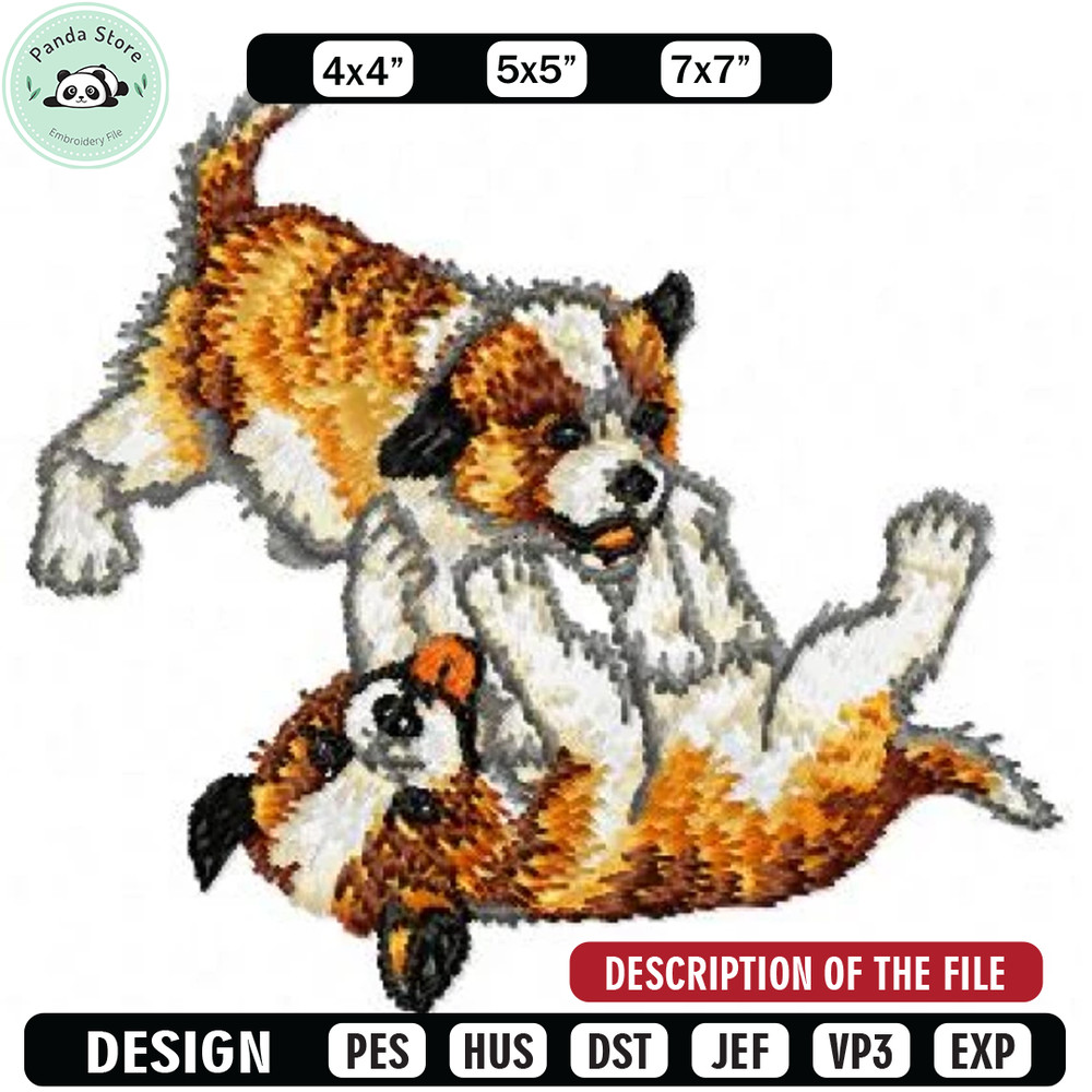 Two baby dog embroidery design, Embroidery design, Sale design, Embroidered shirt, Animal Embroidered, digital download.jpg