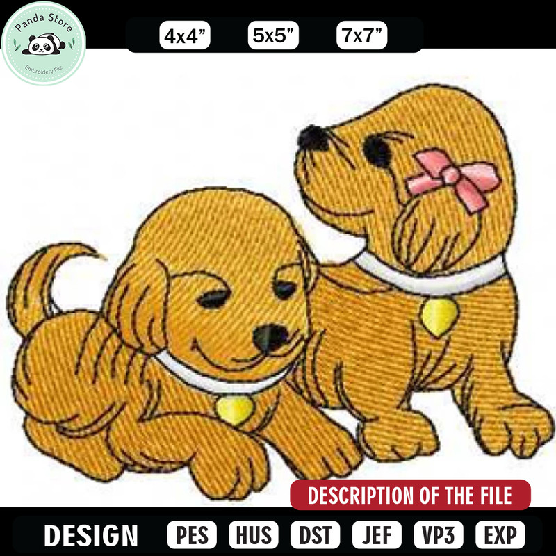 Two Puppies embroidery design, Embroidery design, Sale design, Embroidered shirt, Animal Embroidered, digital download.jpg