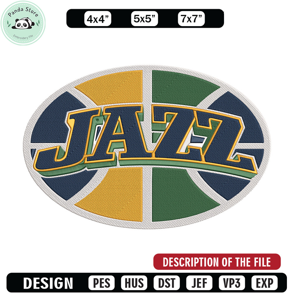 Utah Jazz basketball embroidery design, NBA embroidery, Sport embroidery, Embroidery design, Logo sport embroidery.jpg
