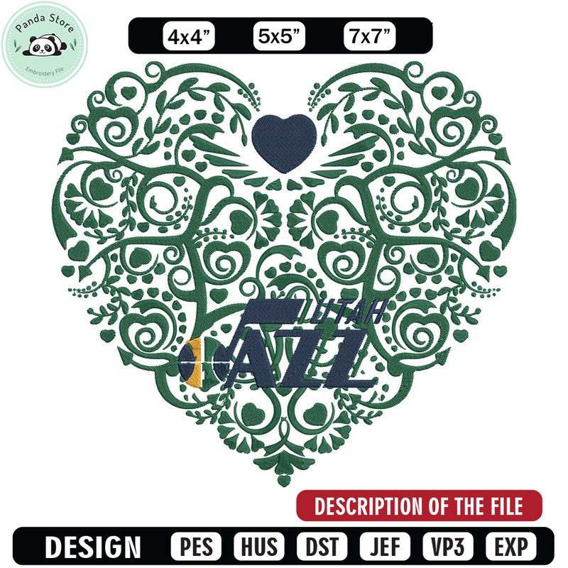 Utah Jazz heart embroidery design, NBA embroidery, Sport embroidery, Embroidery design, Logo sport embroidery.jpg