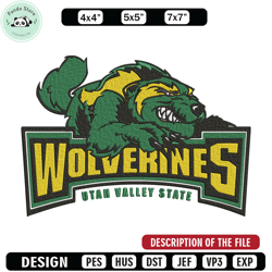 utah valley wolverines logo embroidery design,ncaa embroidery,embroidery design, logo sport embroidery, sport embroidery