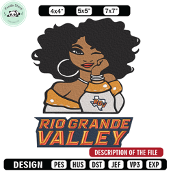 utrgv vaqueros girl embroidery design, ncaa embroidery, embroidery design, logo sport embroidery, sport embroidery