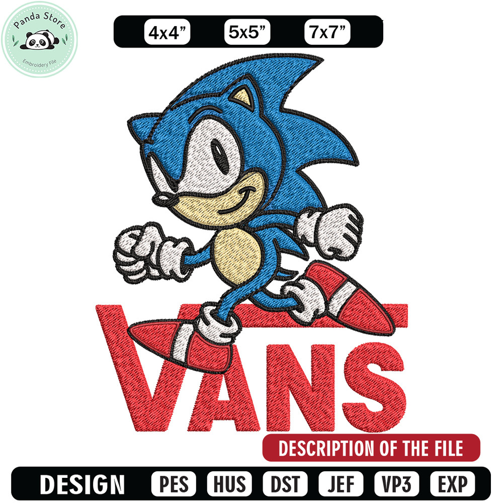 Vans Sonic Embroidery design, Vans Sonic Embroidery, cartoon design, Embroidery File, cartoon shirt, Instant download.jpg