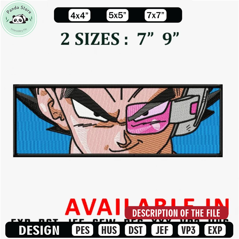 Vegeta sensor embroidery design, Anime Embroidery, Anime shirt, Anime design, Embroidered shirt, digital download.jpg