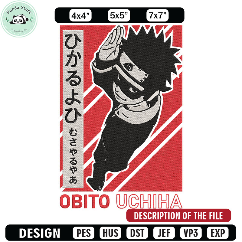 Obito uchiha Embroidery Design, Naruto Embroidery, Embroidery File, Anime Embroidery, Anime shirt, Digital download.jpg