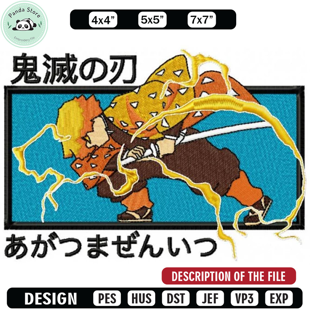 Zenitsu attack form embroidery design, Anime Embroidery, Anime design, Embroidered shirt, Anime shirt, digital download.jpg