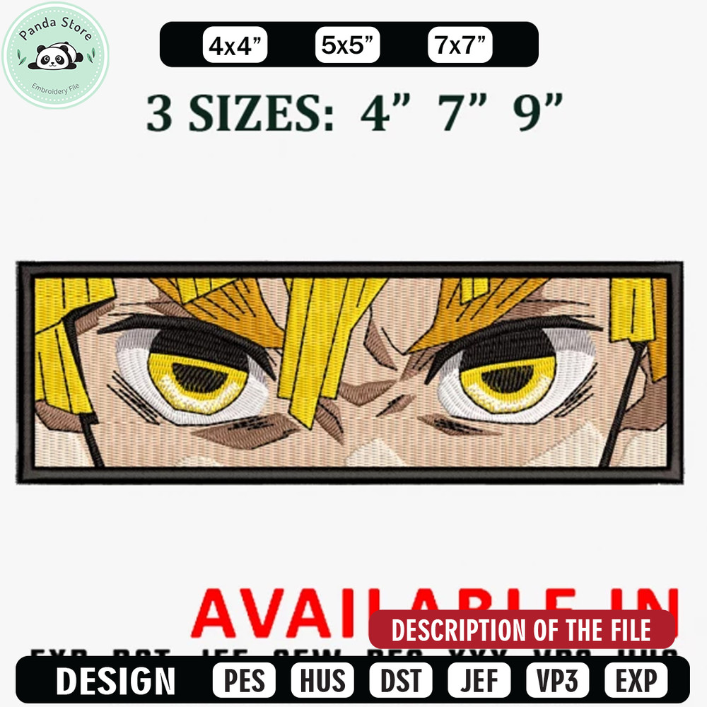 Zenitsu eyes frame embroidery design, Anime Embroidery, Anime design, Embroidered shirt, Anime shirt, digital download.jpg