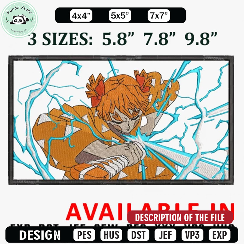 Zenitsu sleep thunder embroidery design, Anime Embroidery,Anime shirt, Anime design, Embroidered shirt, digital download.jpg