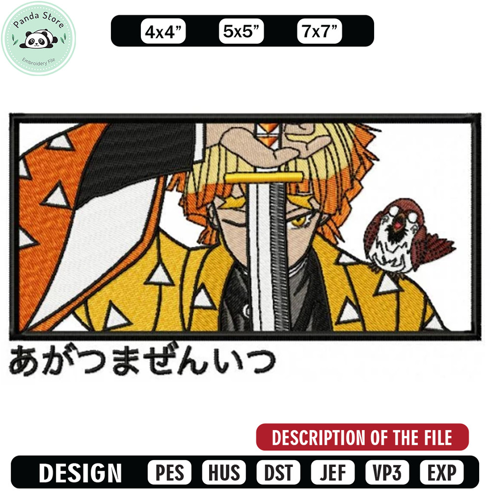 Zenitsu sword embroidery design, Anime Embroidery, Anime design, Embroidered shirt, Anime shirt, digital download.jpg