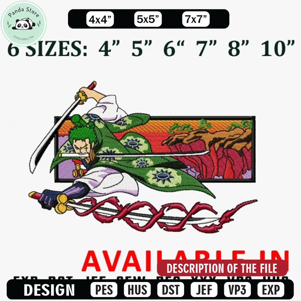 Zoro wano arc embroidery design, Anime Embroidery, Anime design, Embroidered shirt, Anime shirt, digital download.jpg