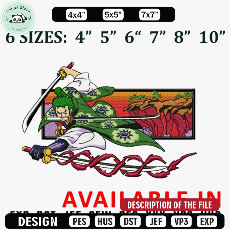 Zoro wano arc embroidery design, Anime Embroidery, Anime design, Embroidered shirt, Anime shirt, digital download.jpg