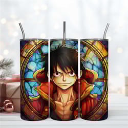 monkey d luffy stained glass tumbler skinny 20oz digital download