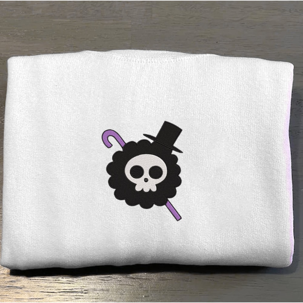 Brook Embroidered Crewneck, One Piece Embroidered Sweatshirt, Inspired Embroidered Manga Anime Hoodie.jpg