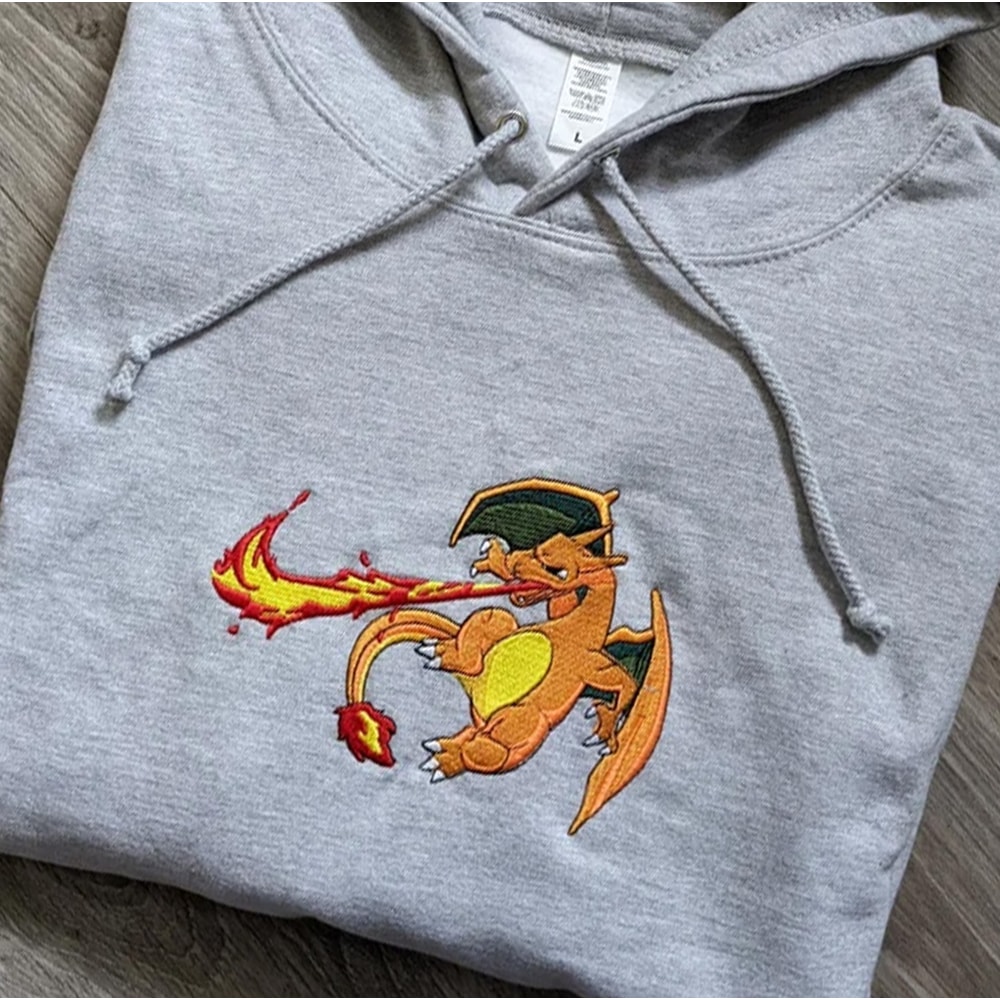 Charizard Nike Embroidered Crewneck, Pokemon Embroidered Sweatshirt, Inspired Embroidered Manga Anime Hoodie.jpg