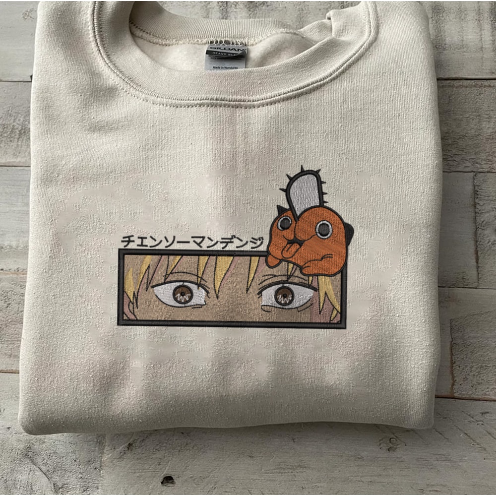 Denji Embroidered Crewneck, Chainsaw Man Embroidered Sweatshirt, Inspired Embroidered Manga Anime Hoodie 3.jpg