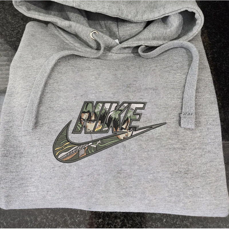 Eren And Levi Nike Embroidered Crewneck, Attack on Titan Embroidered Sweatshirt, Inspired Embroidered Manga Anime Hoodie.jpg