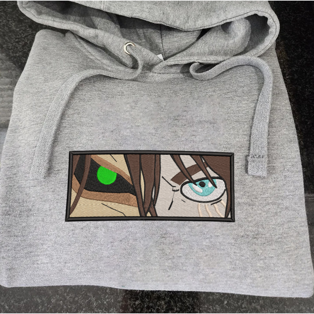 Eren Embroidered Crewneck, Attack on Titan Embroidered Sweatshirt, Inspired Embroidered Manga Anime Hoodie.jpg