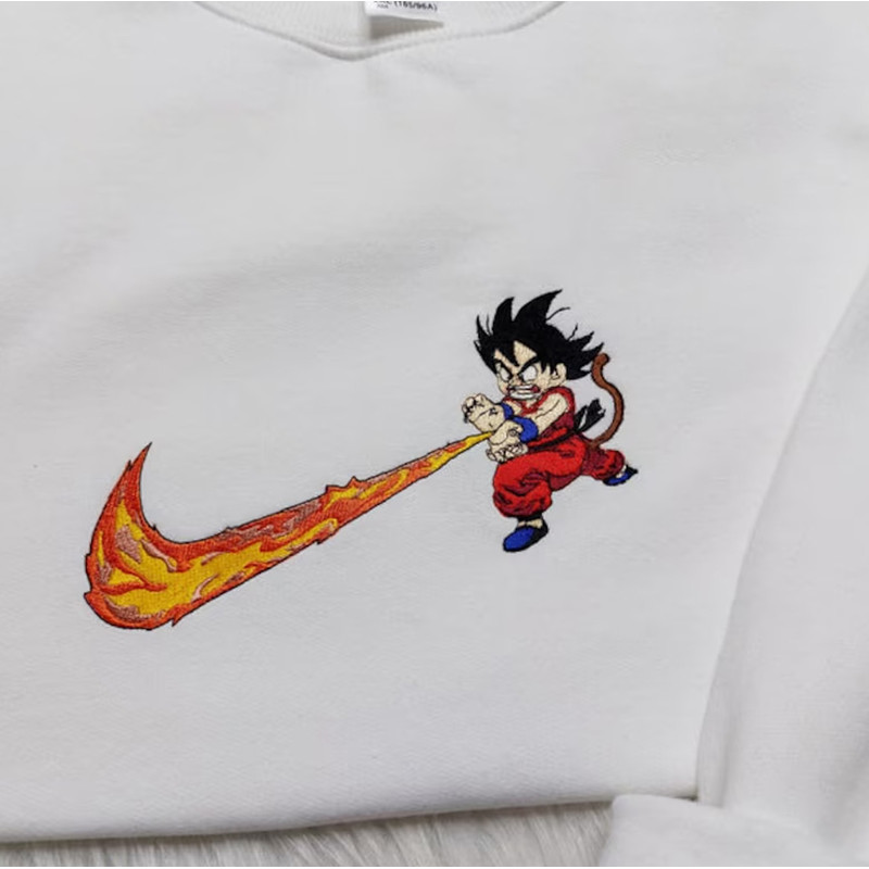 Goku Nike Embroidered Crewneck, Dragon Ball Embroidered Sweatshirt, Inspired Embroidered Manga Anime Hoodie 3.jpg