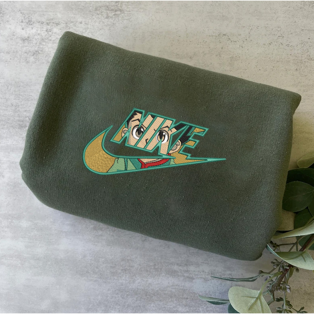 Gon Nike Embroidered Crewneck, Hunter x Hunter Embroidered Sweatshirt,Inspired Embroidered Manga Anime Hoodie.jpg