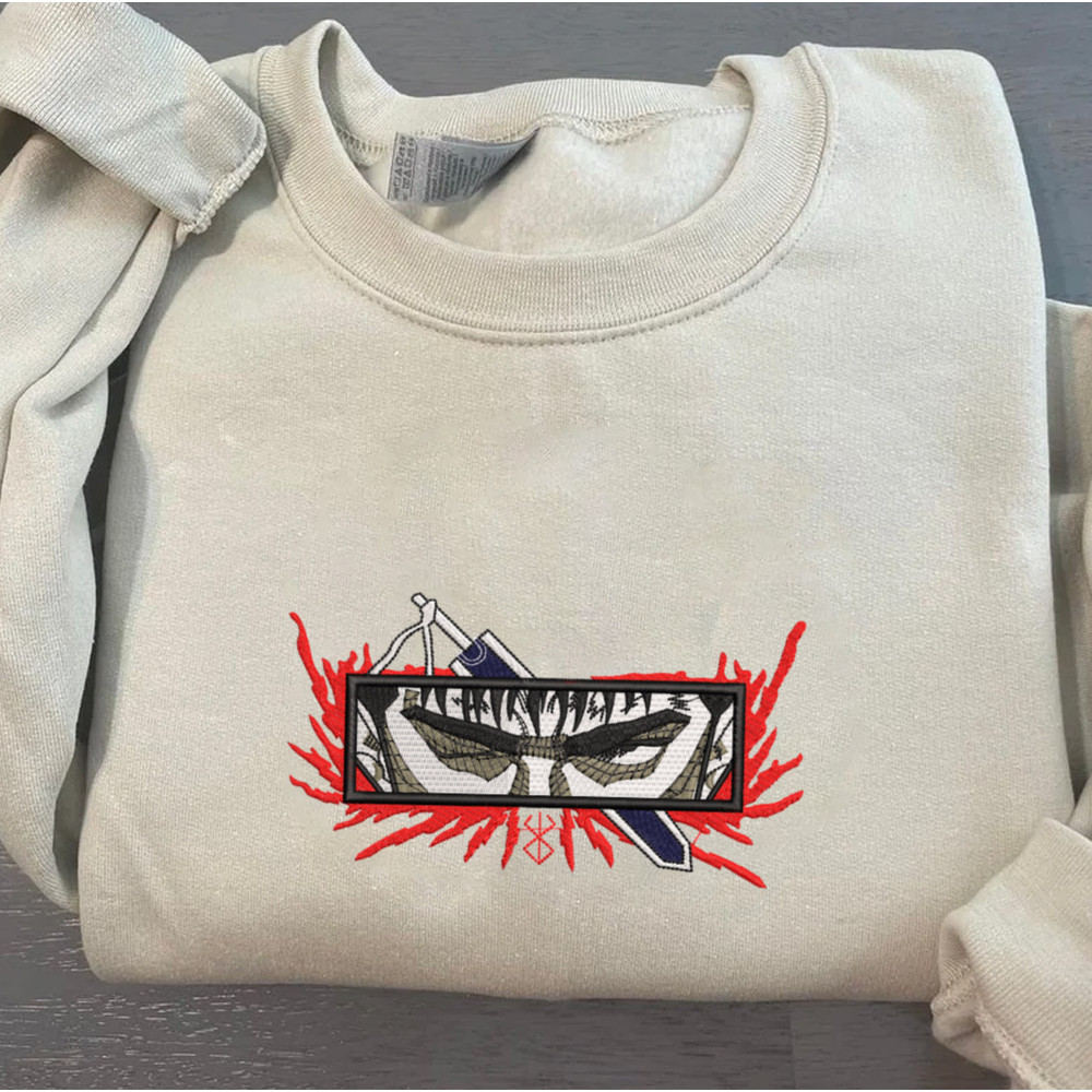 Guts Embroidered Crewneck, Berserk Embroidered Sweatshirt, Inspired Embroidered Manga Anime Hoodie, Unisex Tshirt.jpg