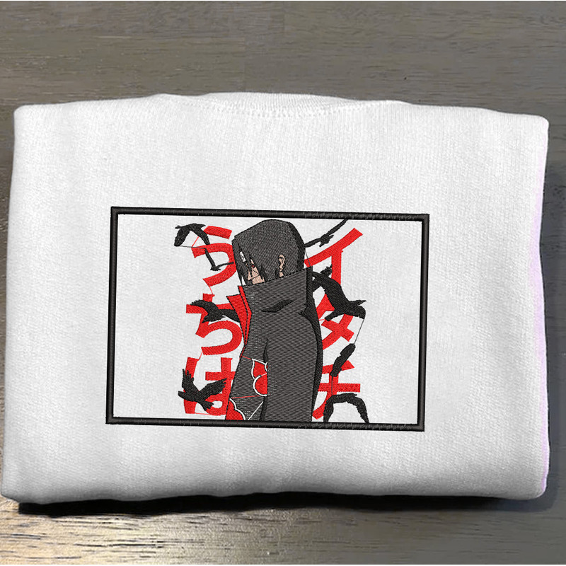 Itachi Embroidered Crewneck, Naruto Embroidered Sweatshirt, Inspired Embroidered Manga Anime Hoodie 4.jpg
