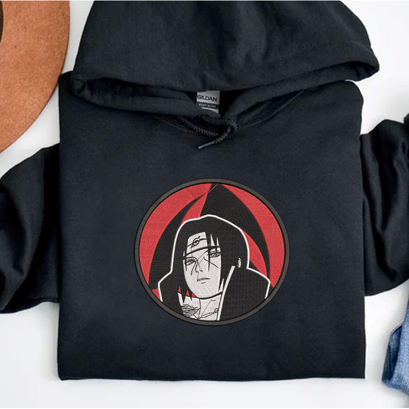 Itachi Embroidered Crewneck, Naruto Shippuden Embroidered Sweatshirt, Inspired Embroidered Manga Anime Hood.jpg