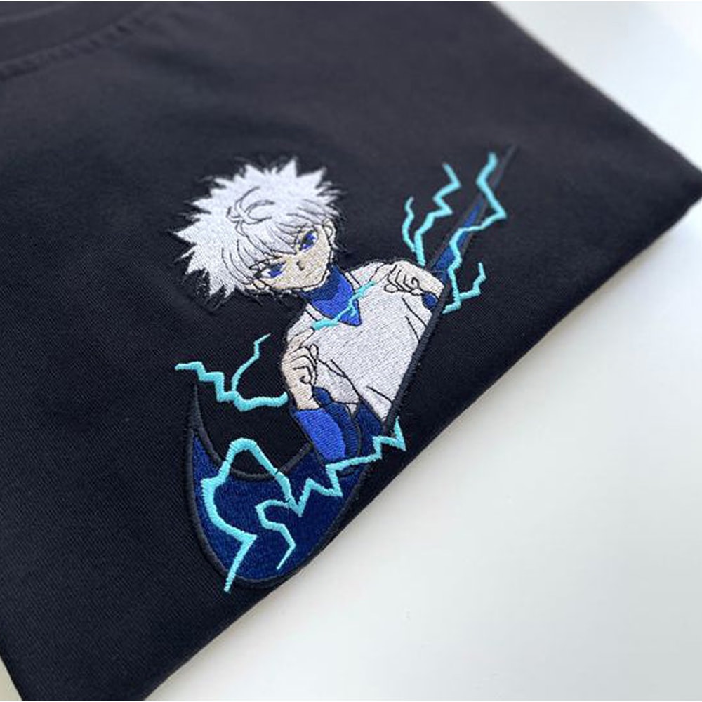 Killua Zoldyck Nike Embroidered Crewneck, Hunter x Hunter Embroidered Sweatshirt,Inspired Embroidered Manga Anime Hoodie 2.jpg