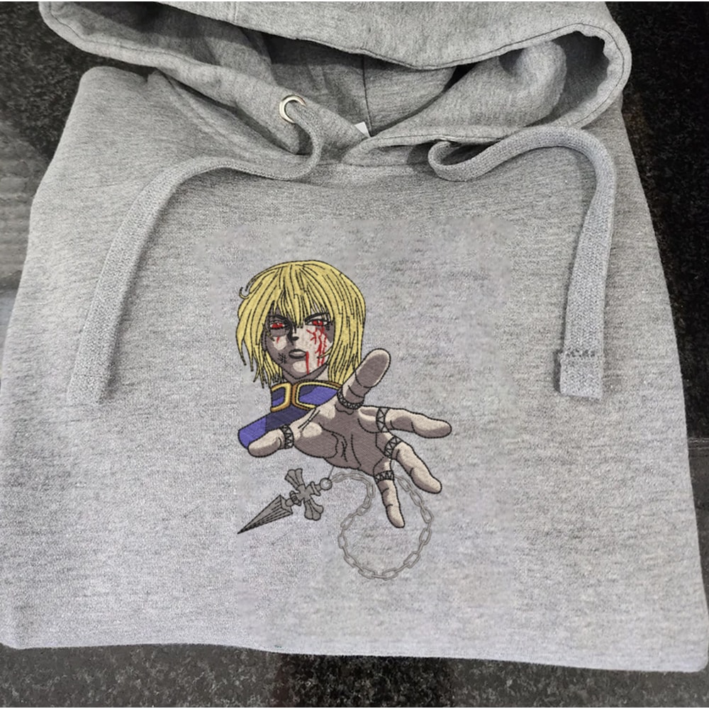 Kurapika Embroidered Crewneck, Hunter x Hunter Embroidered Sweatshirt, Inspired Embroidered Manga Anime Hoodie.jpg