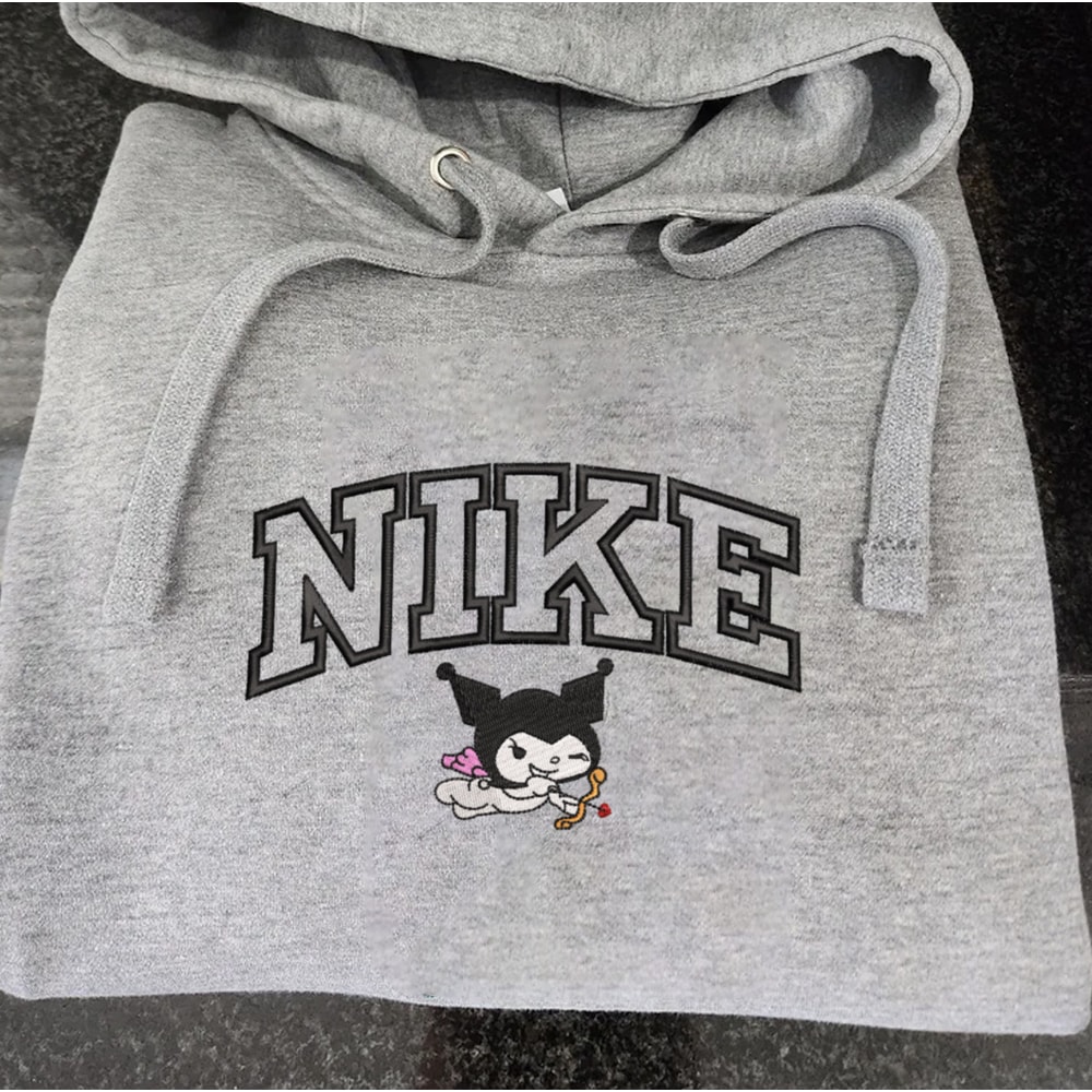 Kuromi Nike Embroidered Crewneck, Hello Kitty Embroidered Sweatshirt, Inspired Embroidered Manga Anime Hoodie 1.jpg