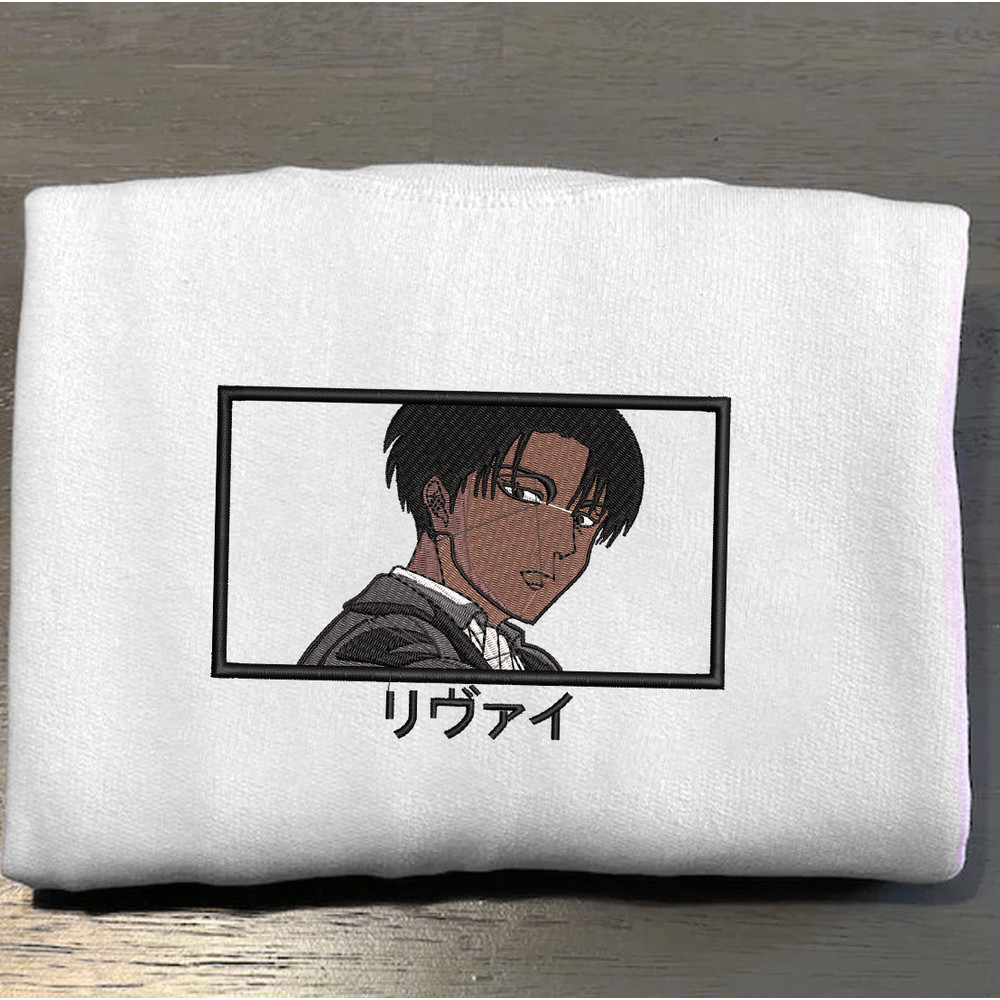 Levi Ackerman Embroidered Crewneck, Attack on Titan Embroidered Sweatshirt, Inspired Embroidered Manga Anime Hoodie.jpg
