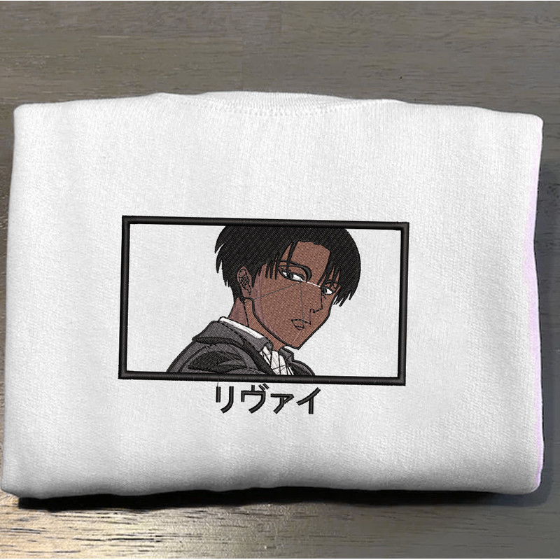 Levi Ackerman Embroidered Crewneck, Attack on Titan Embroidered Sweatshirt, Inspired Embroidered Manga Anime Hoodie.jpg