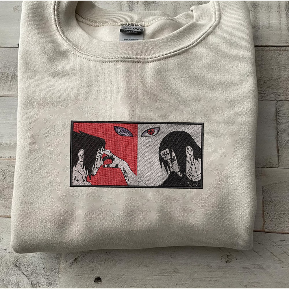Sasuke And Itachi Embroidered Crewneck, Naruto Shippuden Embroidered Sweatshirt, Inspired Embroidered Manga Anime Hood.jpg