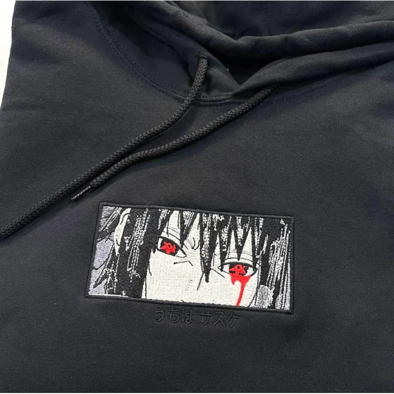Sasuke Embroidered Crewneck, Naruto Shippuden Embroidered Sweatshirt, Inspired Embroidered Manga Anime Hood.png